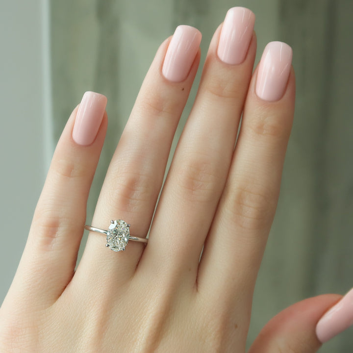 The Liberty Oval Lab Diamond Moissanite Engagement Ring *Shown with 1.5 ct #material_white