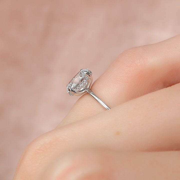 The Liberty Oval Lab Diamond Moissanite Engagement Ring *Shown with 2 ct #material_white