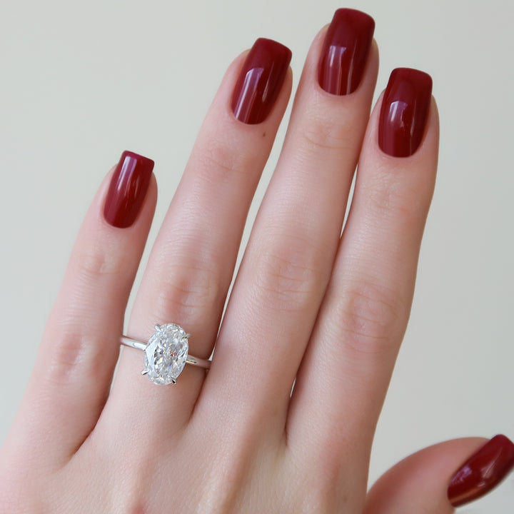 The Liberty Oval Lab Diamond Moissanite Engagement Ring *Shown with 3.5 ct #material_white