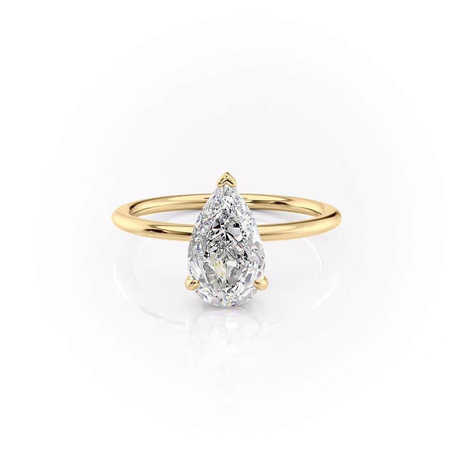 The Liberty Set With Pear Solitaire Lab Diamond 1 Carat 14K Gold#material_14k-gold