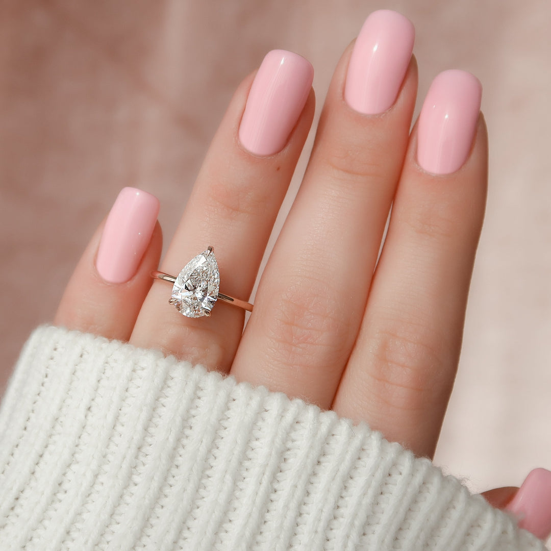 The Liberty Set With Pear Solitaire Lab Diamond 2 Carat 14K Rose#material_14k-rose