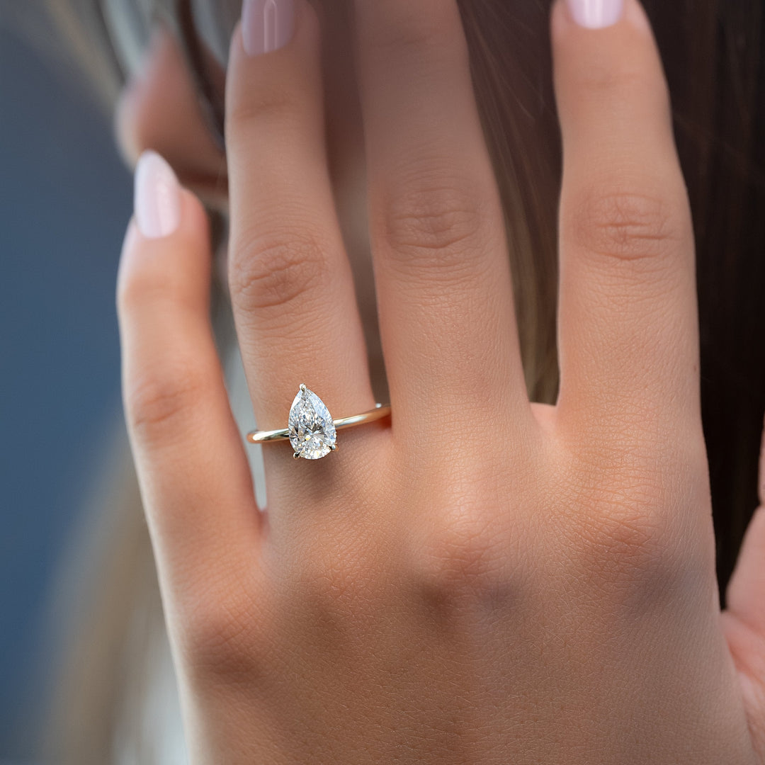 The Liberty Pear Lab Diamond Moissanite Engagement Ring