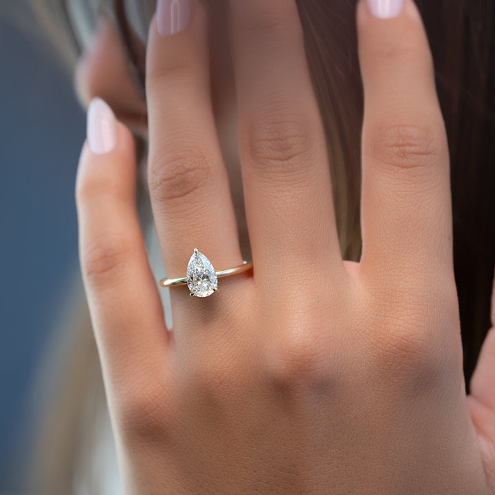 The Liberty Pear Lab Diamond Moissanite Engagement Ring *Shown with 1.5 ct #material_gold