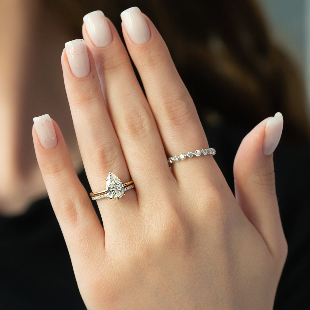 The Liberty Pear Lab Diamond Moissanite Engagement Ring