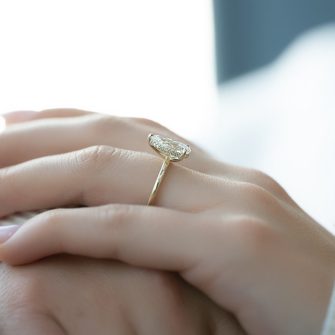 The Liberty Pear Lab Diamond Moissanite Engagement Ring