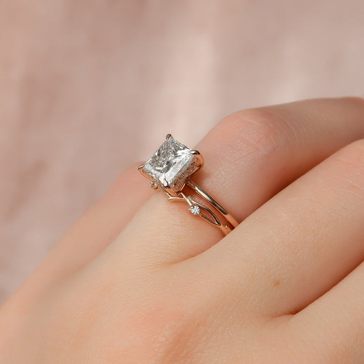 The Liberty Set With Princess Solitaire Lab Diamond 3 Carat 14K Rose#material_14k-rose