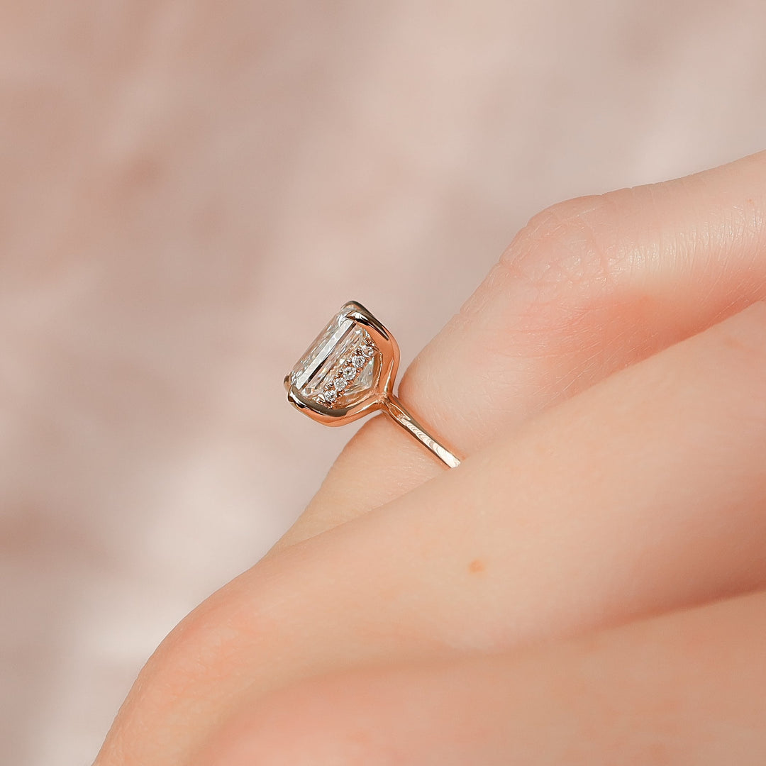 The Liberty Set With Princess Solitaire Moissanite#material_14k-rose