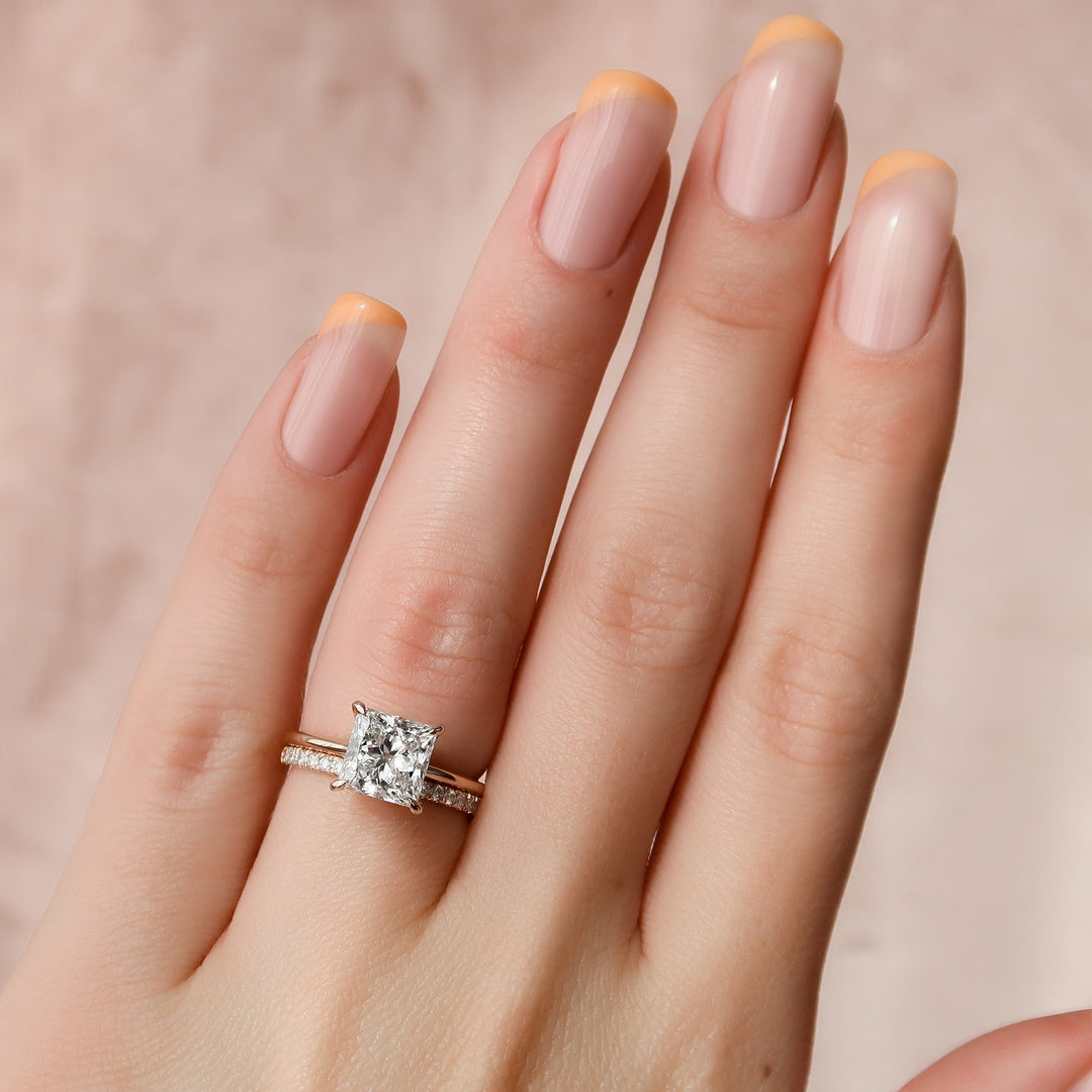 The Liberty Set With Princess Solitaire Lab Diamond 3 Carat 14K Rose#material_14k-rose