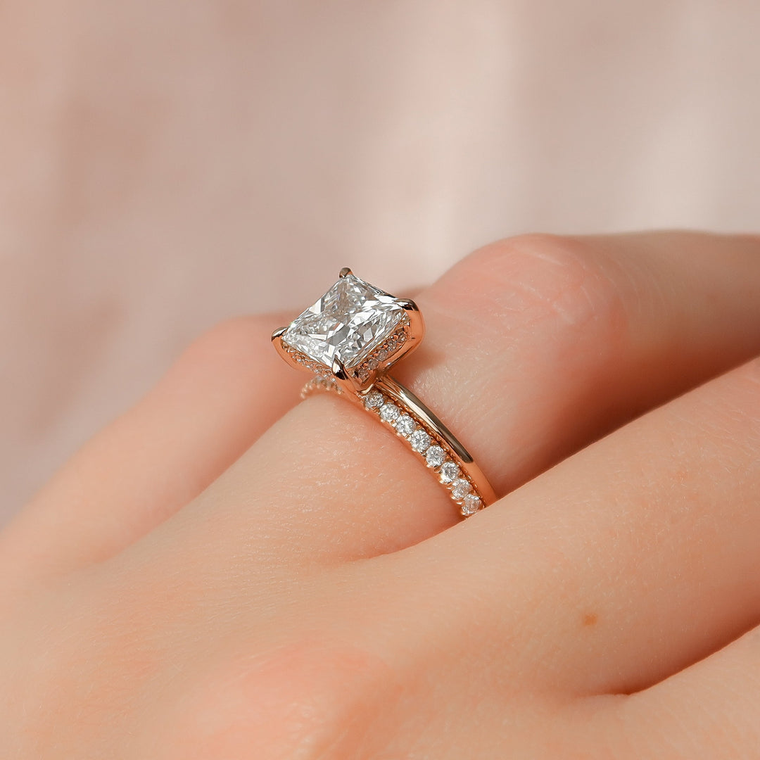 The Liberty Set With Princess Solitaire Lab Diamond 1 Carat 14K Rose#material_14k-rose