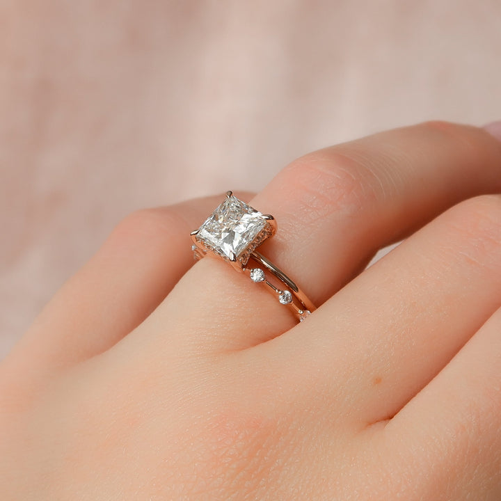 The Liberty Set With Princess Solitaire Lab Diamond 2 Carat 14K Rose#material_14k-rose