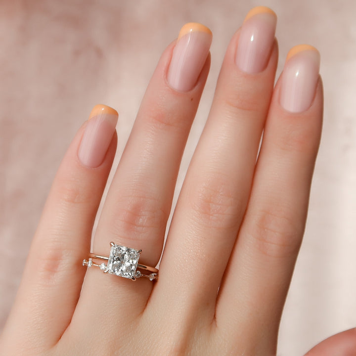 The Liberty Set With Princess Solitaire Lab Diamond 2.5 Carat 14K Rose#material_14k-rose