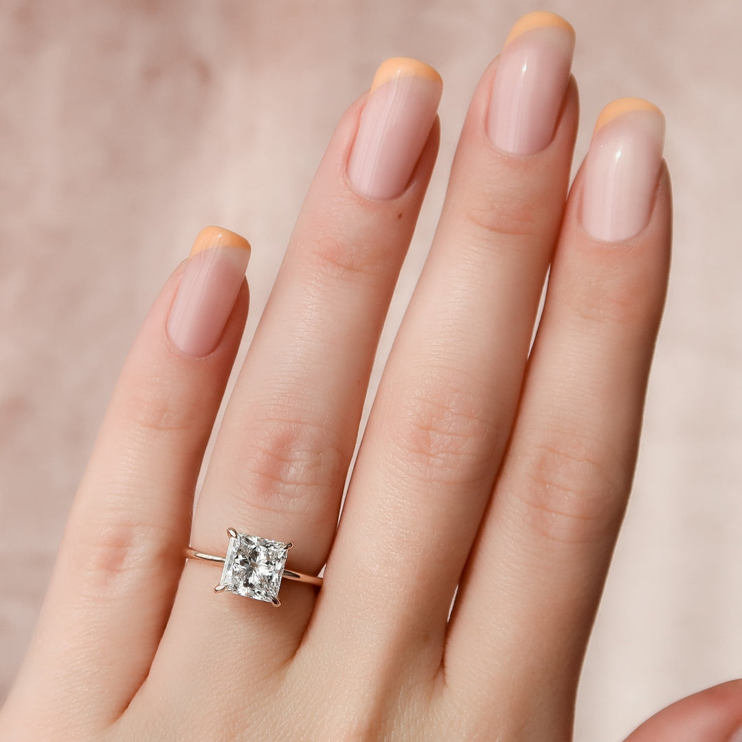 The Liberty Set With Princess Solitaire Moissanite#material_18k-rose