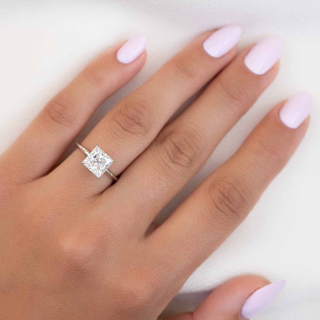 The Liberty Set With Princess Solitaire Moissanite#material_18k-white