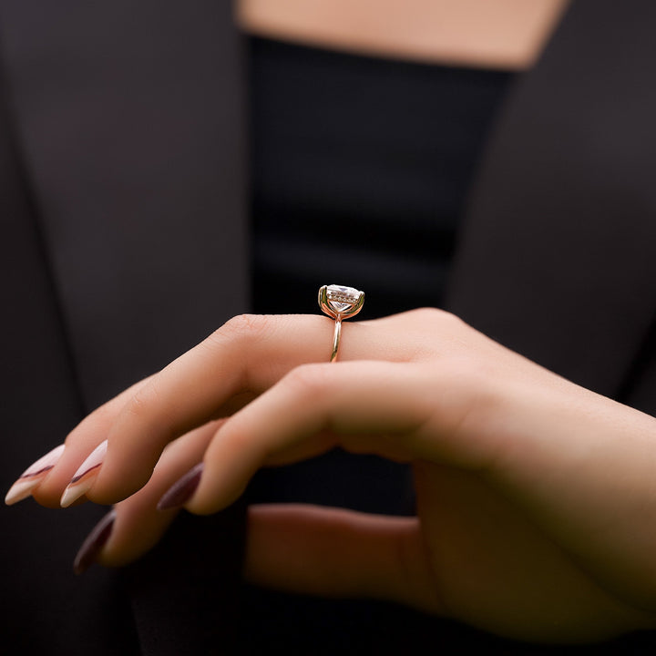 The Liberty Princess Lab Diamond Moissanite Engagement Ring *Shown with 3 ct #material_rose
