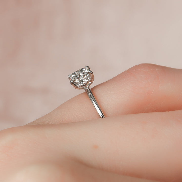 The Liberty Princess Lab Diamond Moissanite Engagement Ring *Shown with 1 ct #material_white