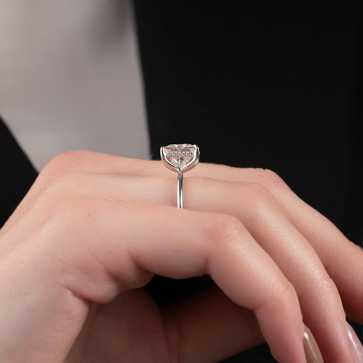 The Liberty Princess Lab Diamond Moissanite Engagement Ring *Shown with 4 ct #material_white