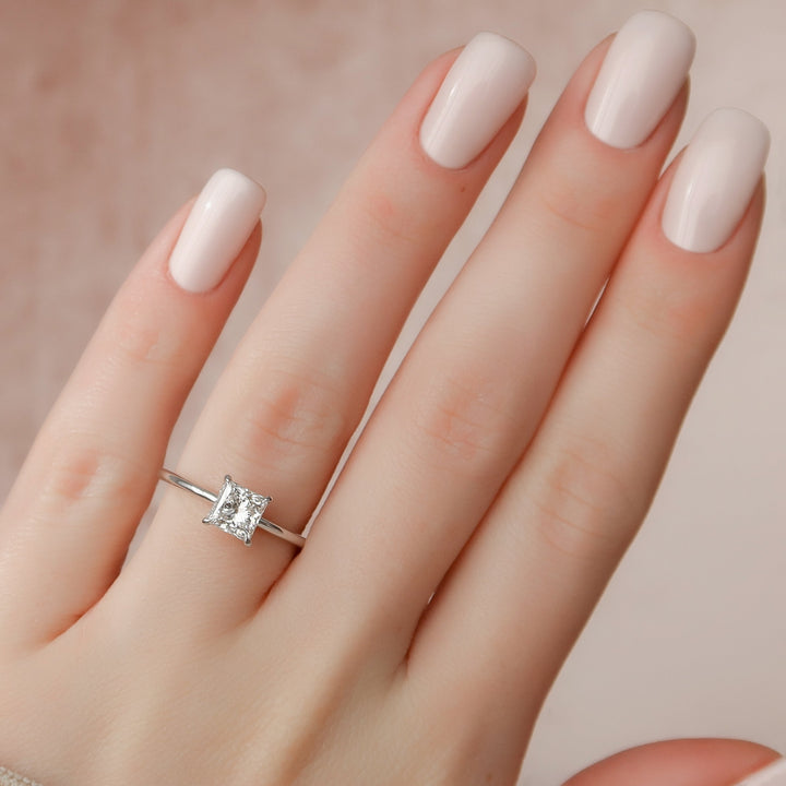 The Liberty Princess Lab Diamond Moissanite Engagement Ring *Shown with 1 ct #material_white