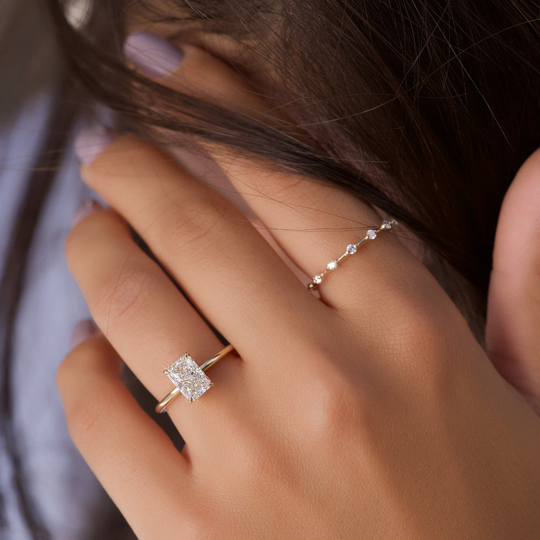 The Liberty Set With Radiant Solitaire Moissanite#material_14k-gold