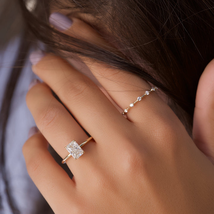 The Liberty Radiant Lab Diamond Moissanite Engagement Ring *Shown with 1.5 ct #material_gold
