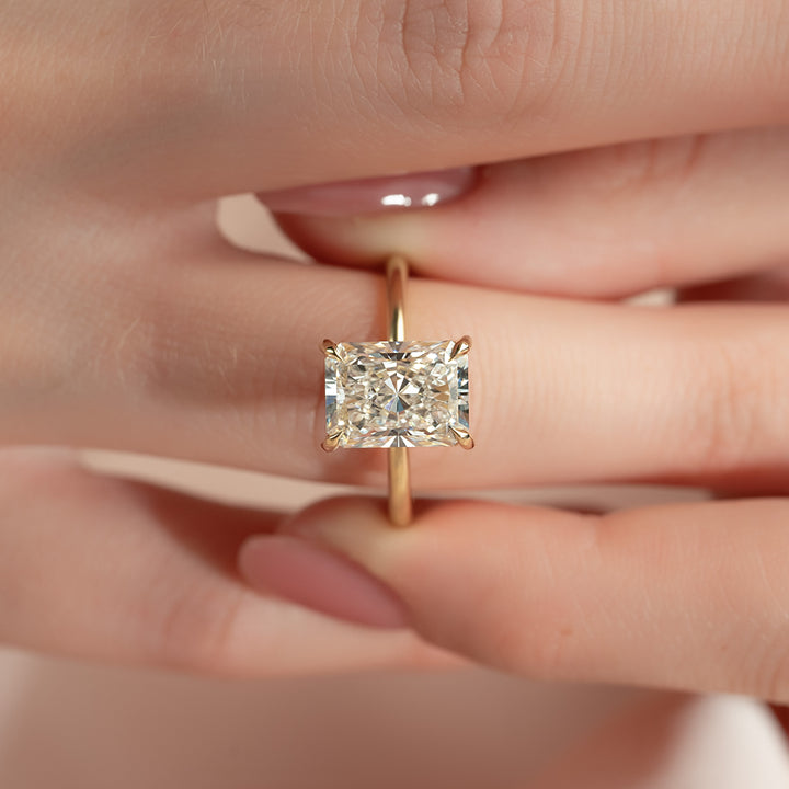 The Liberty Radiant Lab Diamond Moissanite Engagement Ring *Shown with 4 ct #material_gold