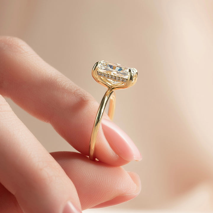 The Liberty Radiant Lab Diamond Moissanite Engagement Ring *Shown with 4 ct #material_gold