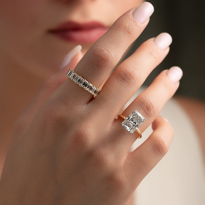 The Liberty Radiant Lab Diamond Moissanite Engagement Ring *Shown with 5 ct #material_gold