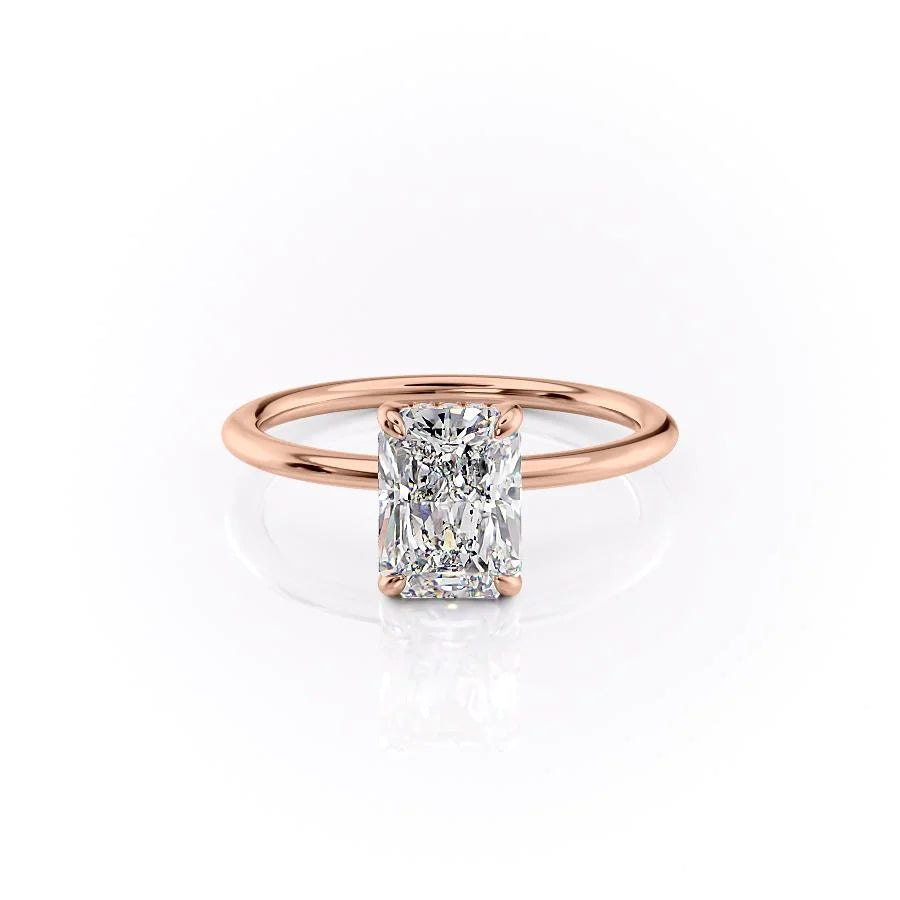 The Liberty Set With Radiant Solitaire Lab Diamond 1 Carat 14K Rose#material_rose