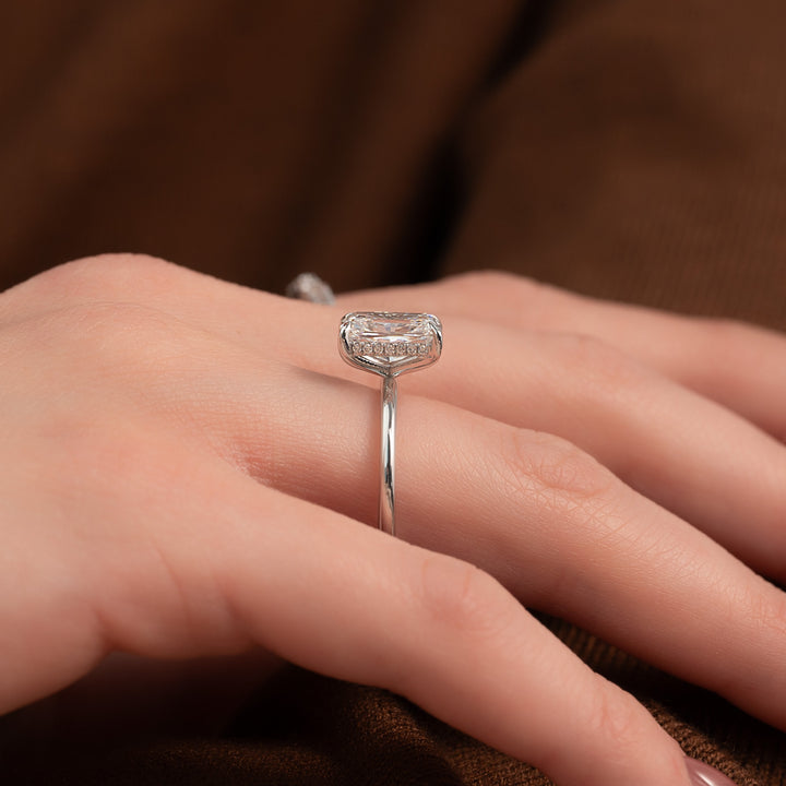 The Liberty Radiant Lab Diamond Moissanite Engagement Ring *Shown with 2.5 ct #material_white