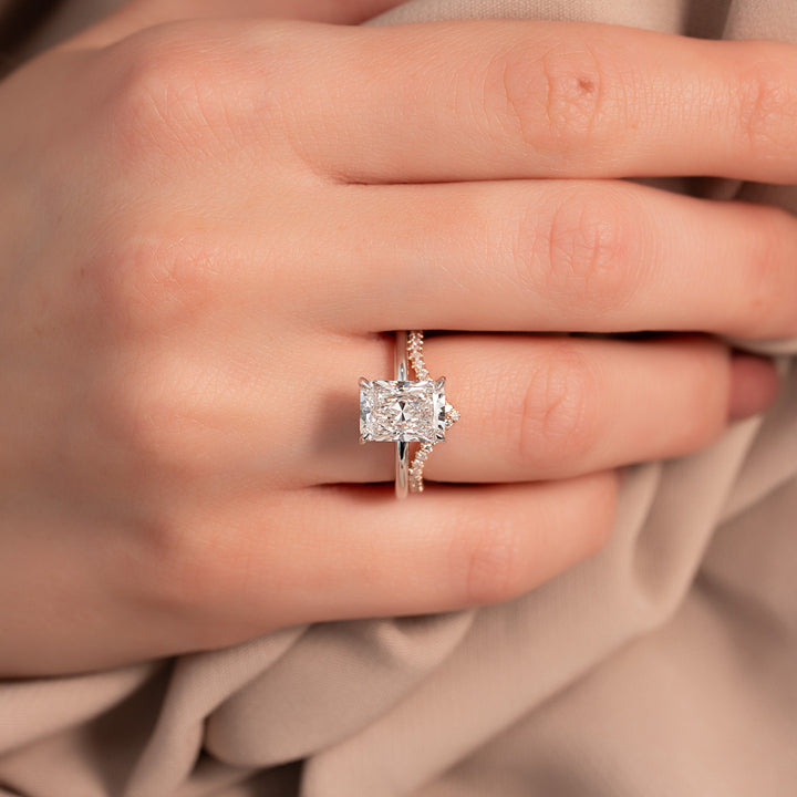 The Liberty Radiant Lab Diamond Moissanite Engagement Ring *Shown with 2 ct #material_white