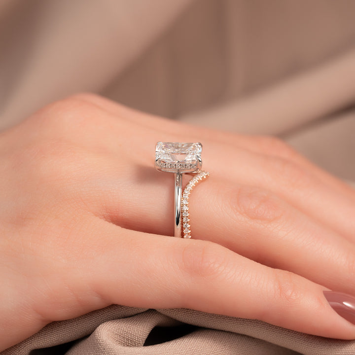 The Liberty Radiant Lab Diamond Moissanite Engagement Ring *Shown with 2 ct #material_white