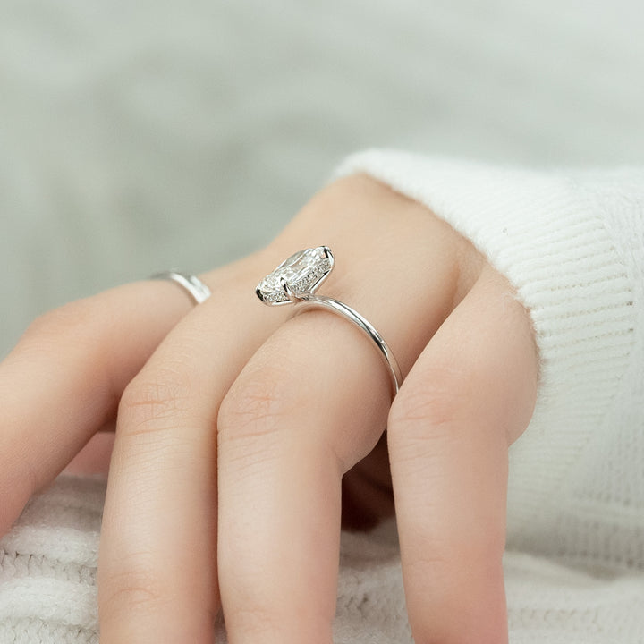 The Liberty Radiant Lab Diamond Moissanite Engagement Ring *Shown with 2 ct #material_white