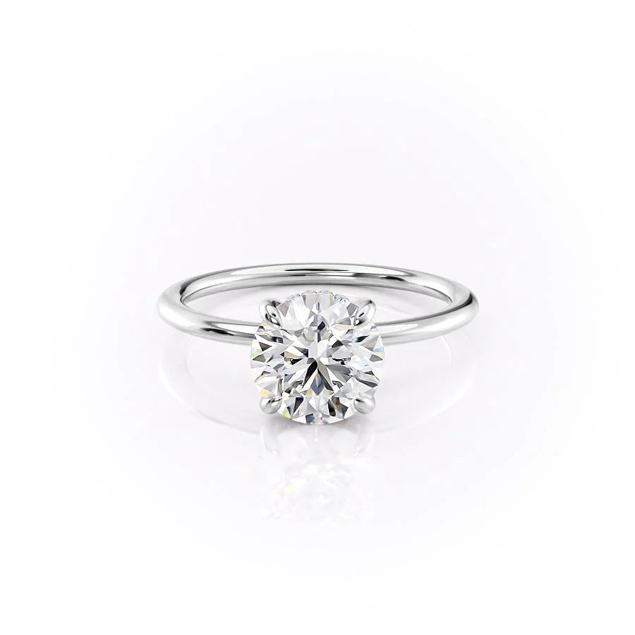 The Liberty Set With Round Solitaire Lab Diamond 1 Carat 14K White#material_14k-white