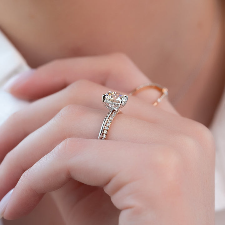 The Liberty Round Lab Diamond Moissanite Engagement Ring *Shown with 3.5 ct #material_white