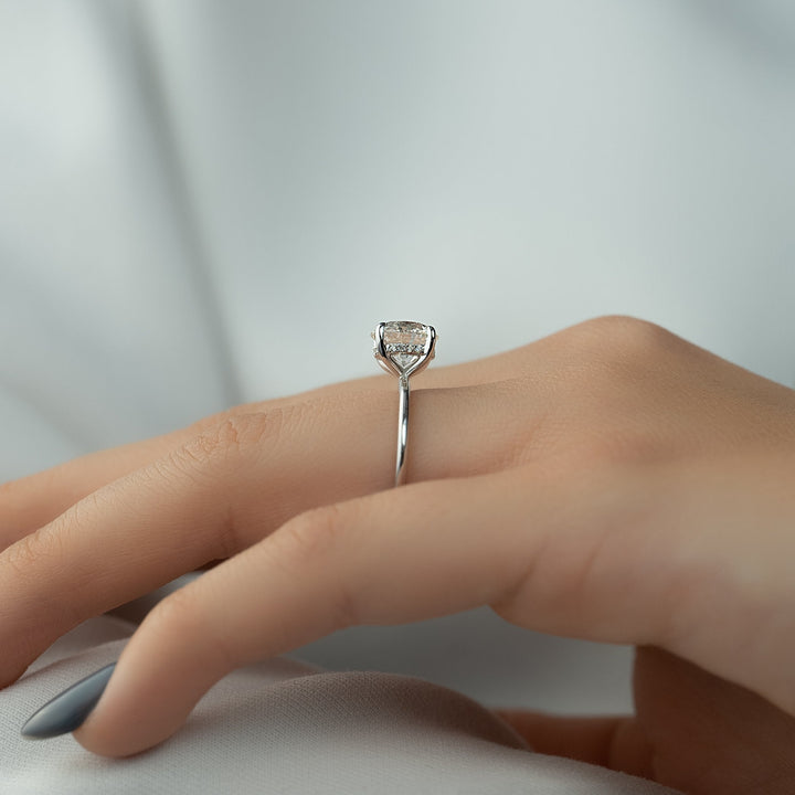 The Liberty Round Lab Diamond Moissanite Engagement Ring *Shown with 2 ct #material_white
