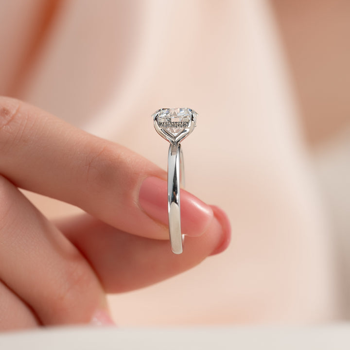 The Liberty Round Lab Diamond Moissanite Engagement Ring *Shown with 3.5 ct #material_white