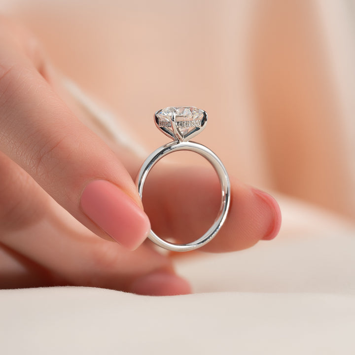 The Liberty Round Lab Diamond Moissanite Engagement Ring *Shown with 3.5 ct #material_white