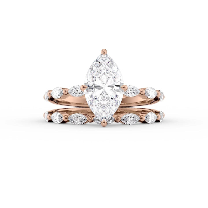 The Linda Set With Marquise Side Stone Lab Diamond 2 Carat 14K Rose#material_14k-rose