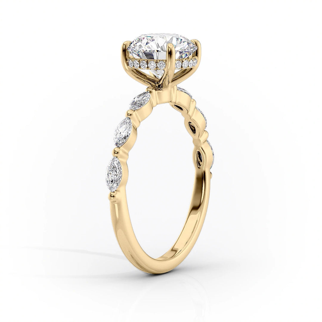 The Linda Set With Oval Side Stone Moissanite#material_14k-gold