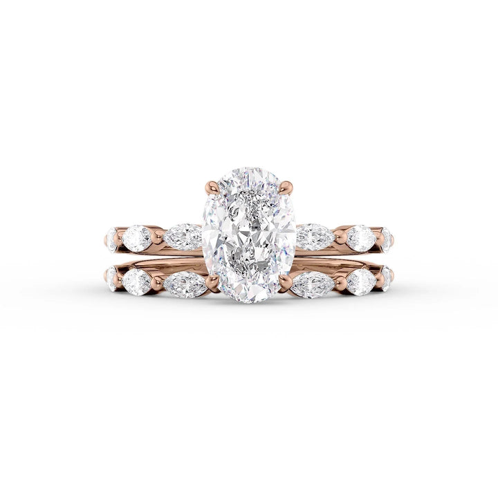 The Linda Set With Oval Side Stone Lab Diamond 2 Carat 14K Rose#material_14k-rose