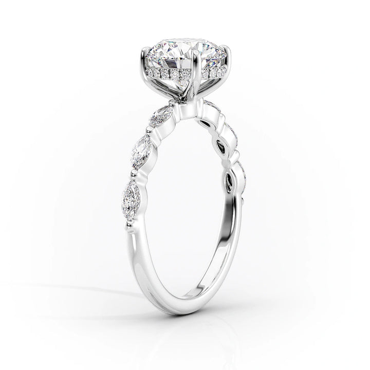 The Linda Set With Oval Side Stone Lab Diamond 1.5 Carat 14K White#material_14k-white