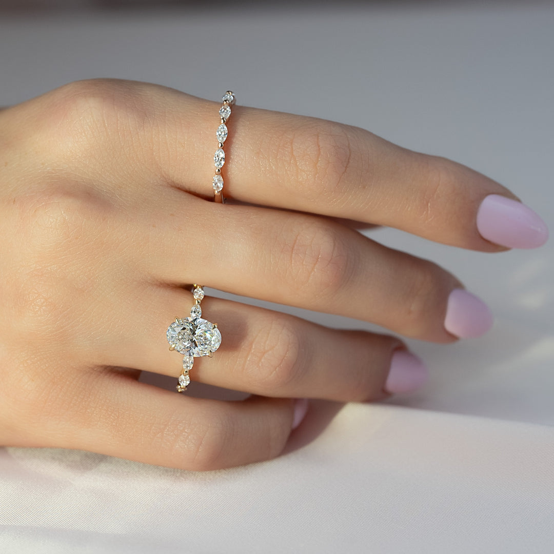 The Linda Oval Lab Diamond Moissanite Engagement Ring