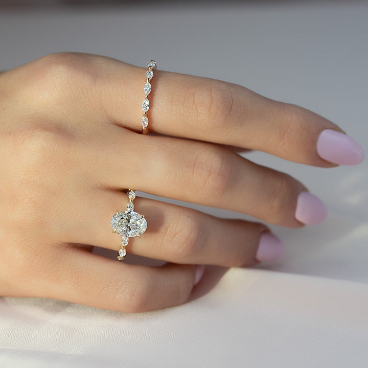 The Linda Oval Lab Diamond Moissanite Engagement Ring *Shown with 2 ct #material_gold
