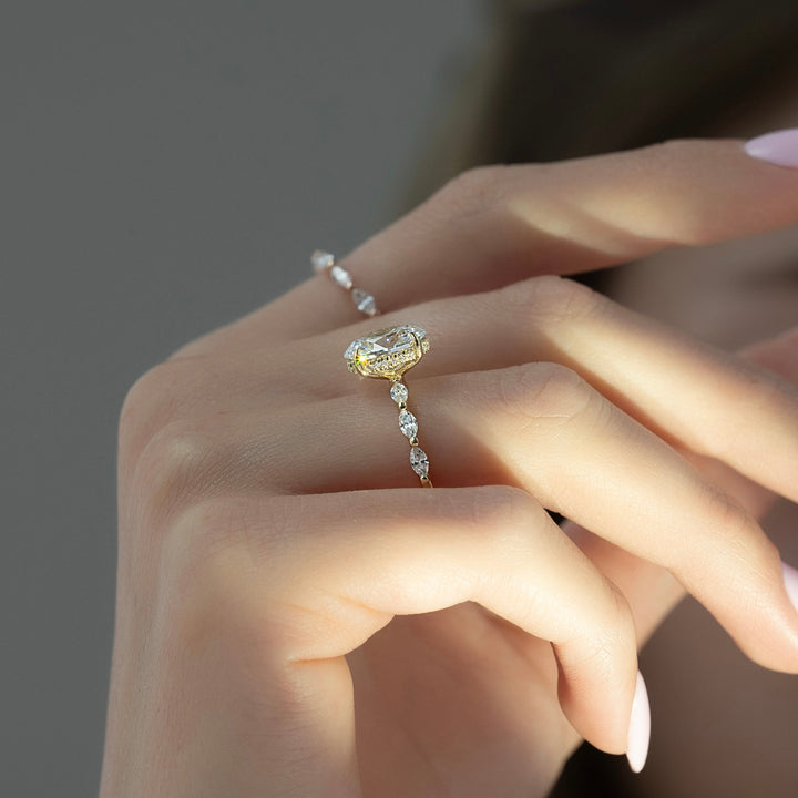 The Linda Oval Lab Diamond Moissanite Engagement Ring *Shown with 2 ct #material_gold