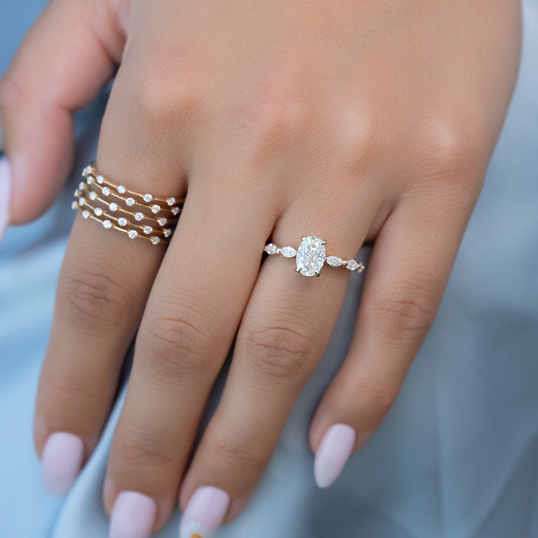 The Linda Oval Lab Diamond Moissanite Engagement Ring
