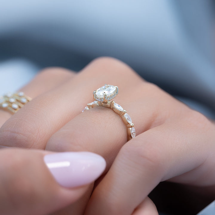 The Linda Oval Lab Diamond Moissanite Engagement Ring *Shown with 1 ct #material_gold