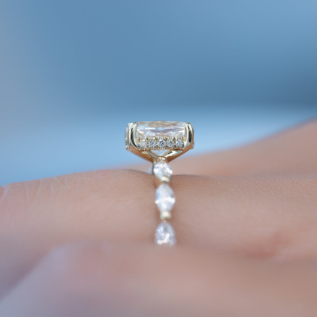 The Linda Oval Lab Diamond Moissanite Engagement Ring
