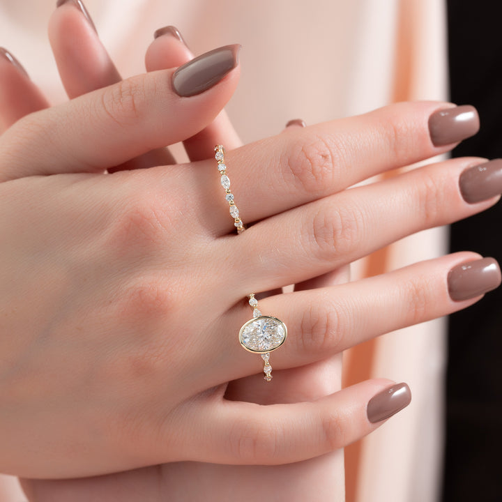 The Linda Oval Lab Diamond Moissanite Engagement Ring *Shown with 2 ct #material_gold