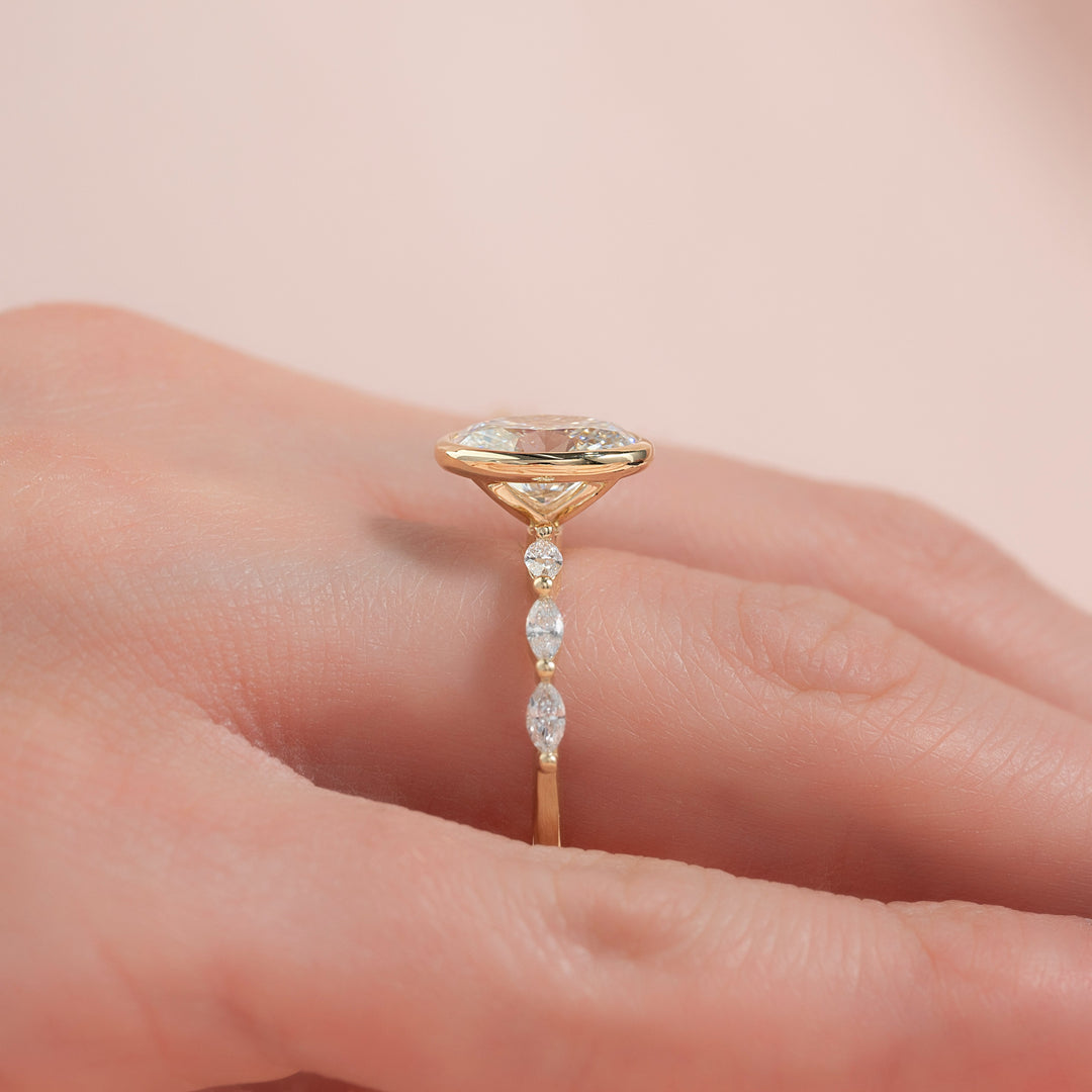 The Linda Oval Lab Diamond Moissanite Engagement Ring