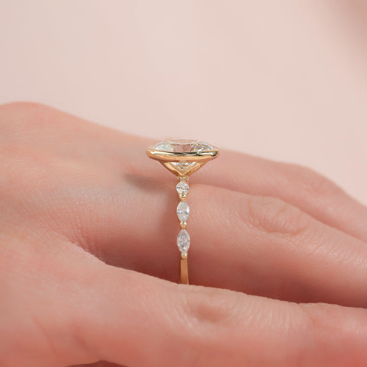 The Linda Oval Lab Diamond Moissanite Engagement Ring *Shown with 2 ct #material_gold