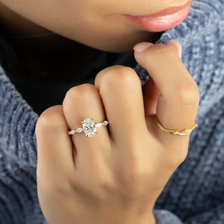 The Linda Oval Lab Diamond Moissanite Engagement Ring *Shown with 1.5 ct #material_gold